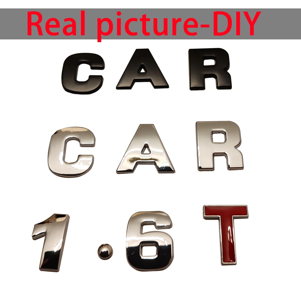 3D Silver Chrome Car Decals 25mm Metal Letter and Number Stickers Waterproof Exterior Alphabet Car Accessories