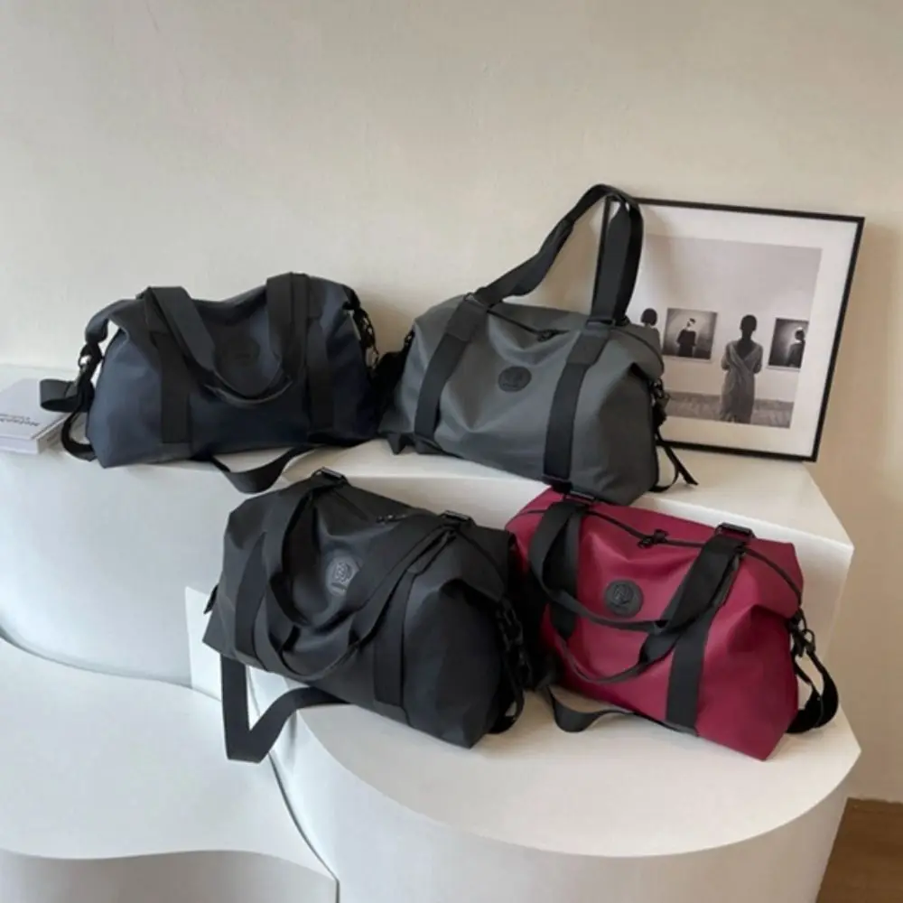 

Large-Capacity Womens Travel Tote Bags Solid Color with Zipper Gym Fitness HandBag Duffel Bag Overnight Bag Luggage Storage Bag