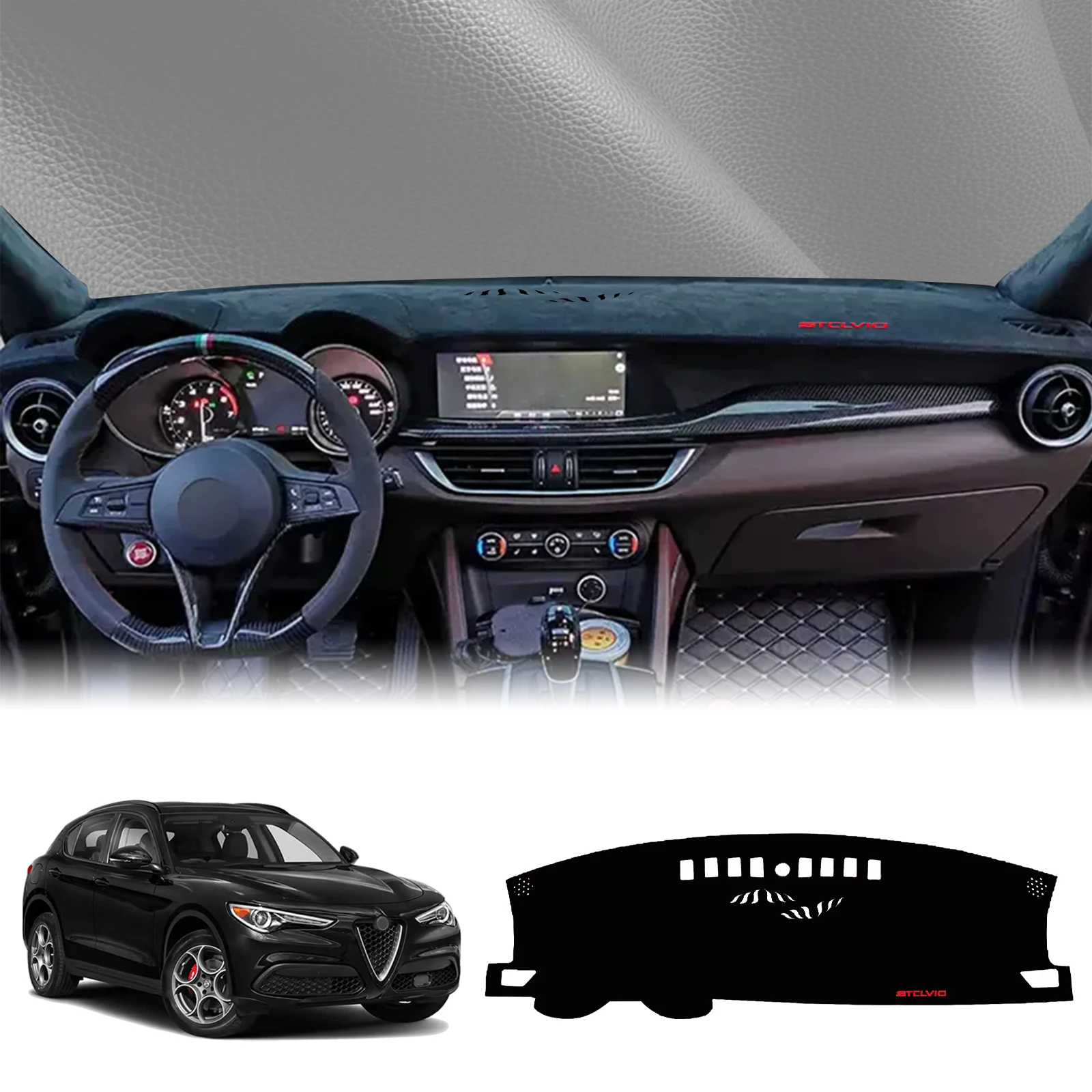 Fit for Alfa Romeo Stelvio 2017 2018 2019-2024 Car Dashmat Dashboard Cover Pad DashMat Sunshade Protective Carpet Accessories
