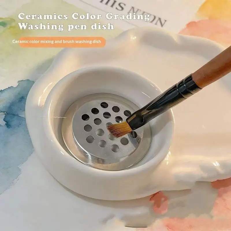Reusable Durable 2 In 1 Nail Art Filter Pen Washing Cup Crystal Glass Nail Brush Cleaner Dish With Lid Showing