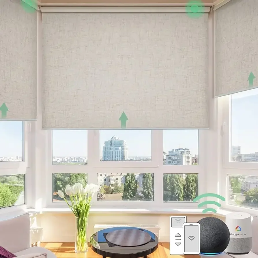 Tuya Zigbee motorizado inalámbrico Wifi tamaño de Control remoto personalizado mejor calidad persianas enrollables cortina de ventana para decoración del hogar