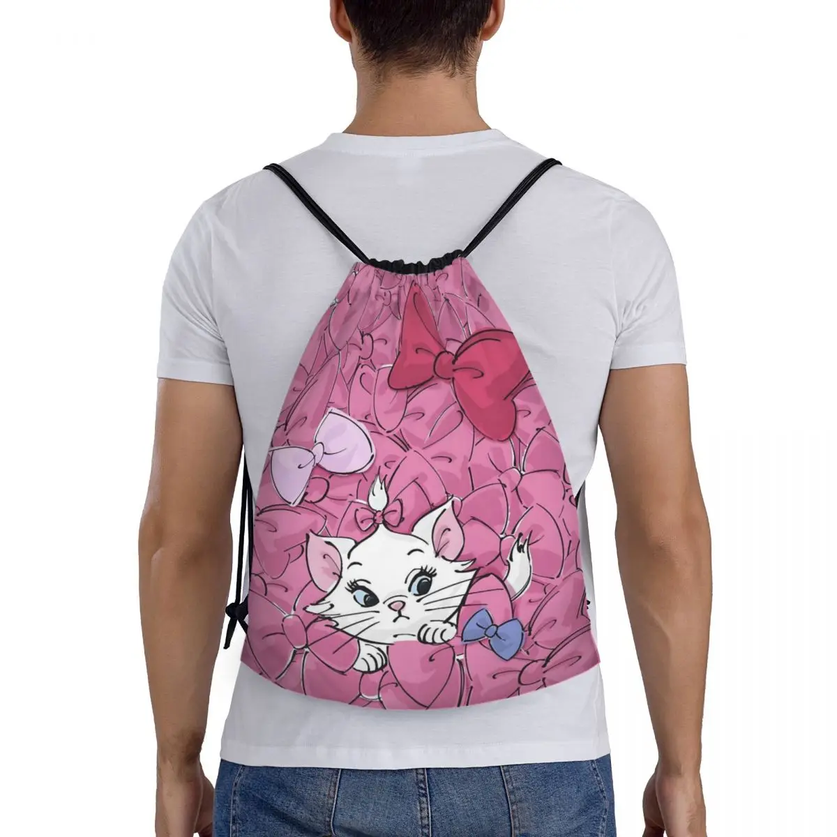Borse zaino con coulisse personalizzate Marie Cat Donna Uomo Borse leggere per sport da palestra con animazione per lo shopping