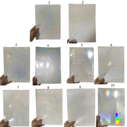 5 Sheets 8.27x11.69Inches Broken Glass Holographic Premium Cold Laminated Film Glitter Laminate Overlay for Stickers