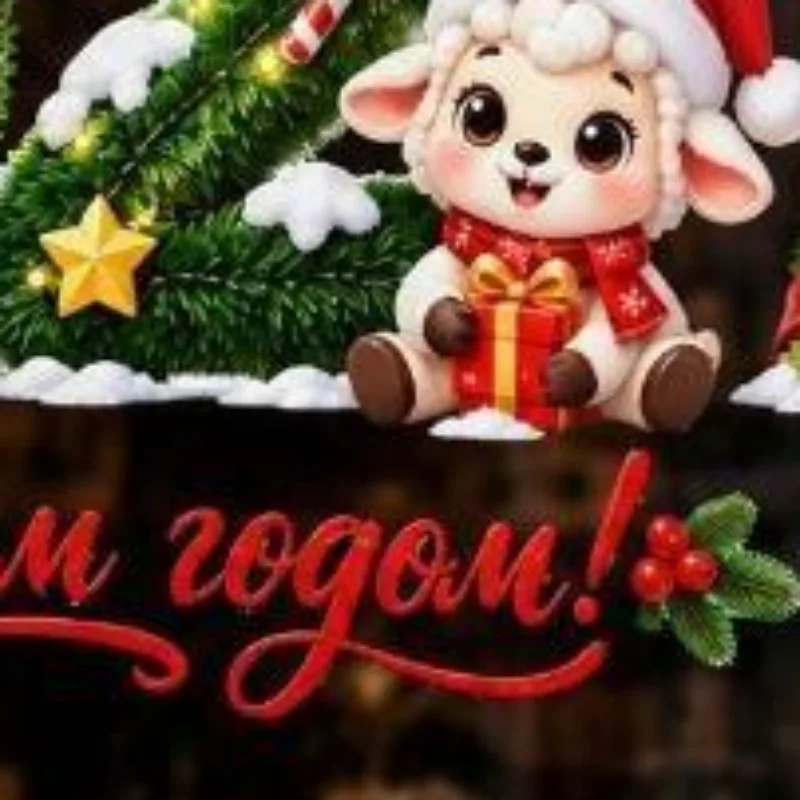 2027 New Russian New Year Window Stickers Cartoon Elk Sheep Static Glass Decals Holiday Home Decor