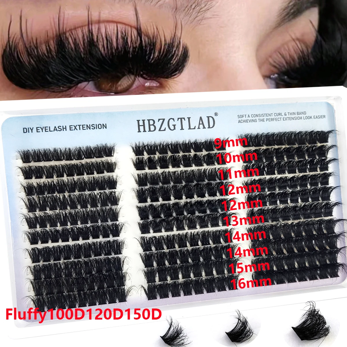 5D Fluffy Lash Cluster Wimpern 300D-60D Untere+Dornige Cluster-Wimpern Feen-Manga-Wimperncluster Verlängerte Wimperncluster mit Spikes