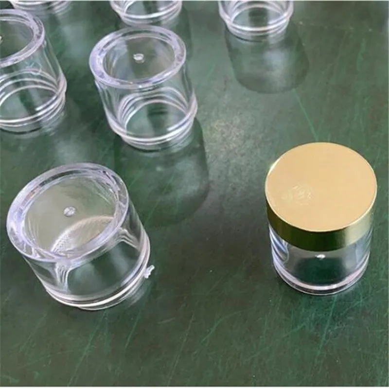 20/50/100Pcs Gold Lid Clear Empty Refillable Bottles 10/30/60ML Makeup Travel Containers Cosmetic Jar For Acrylic Powder Glitter