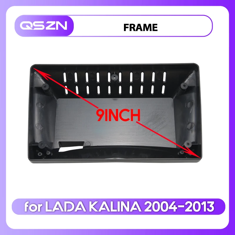 QSZN For LADA 2004-2013 KALINA 9INCH Car Radio Fascia Frame Android Dashboard 2Din Kit Face Plate Frame  Matten Black