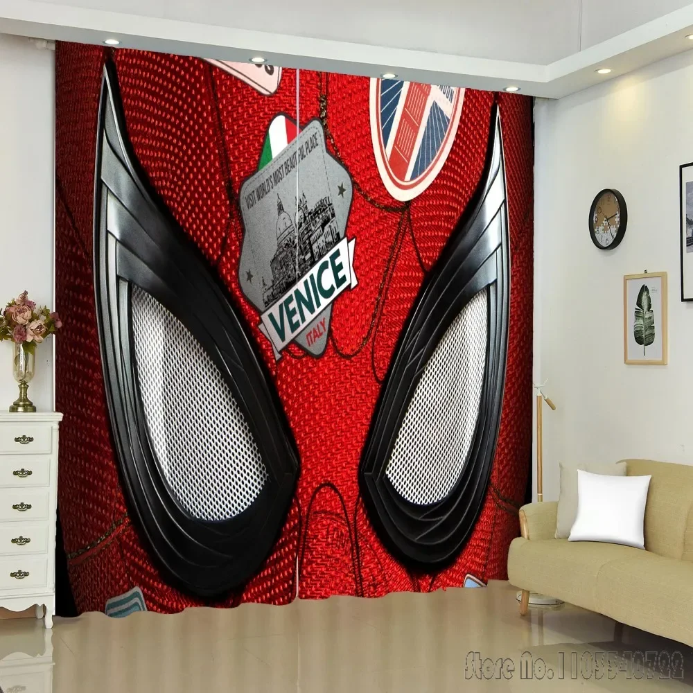 

Anime Avengers SpiderMan Face Changing Window Curtain 3D Print Blackout Curtains Living Room Bedroom Decor Custom Kids Gift