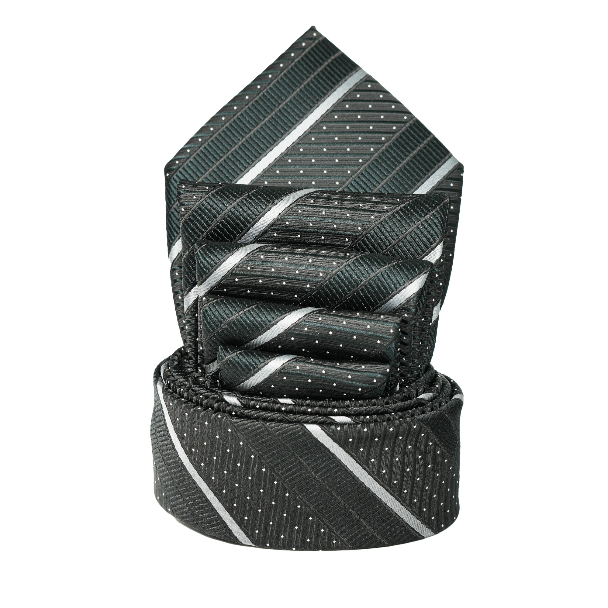 Elegante Herren-Seidenkrawatte mit Streifenmuster in Schwarz, Lila und Rot, für Anzug, formelle Anlässe, Hochzeit, Business, klassisches Luxus-Mode-Accessoire – Detail 9