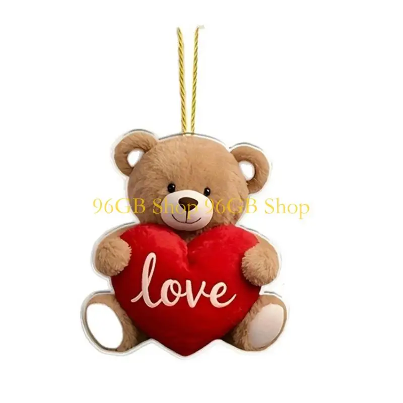 

96GB Modern Acrylic Bear Car Accessory Easy Install Vehicle Ornament With Holiday Themed Artistic Detailing