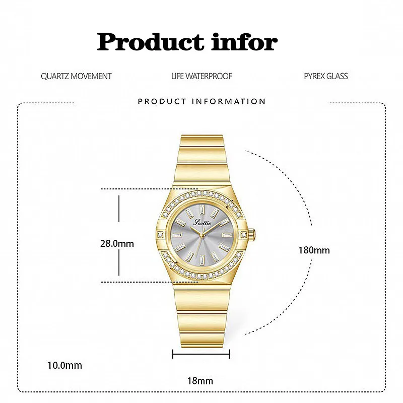 Luxury Brand 2024 Women's Quartz Watch Fashion Stainless Steel Crystal Diamond Accented Simple Design Ladies Timepiece