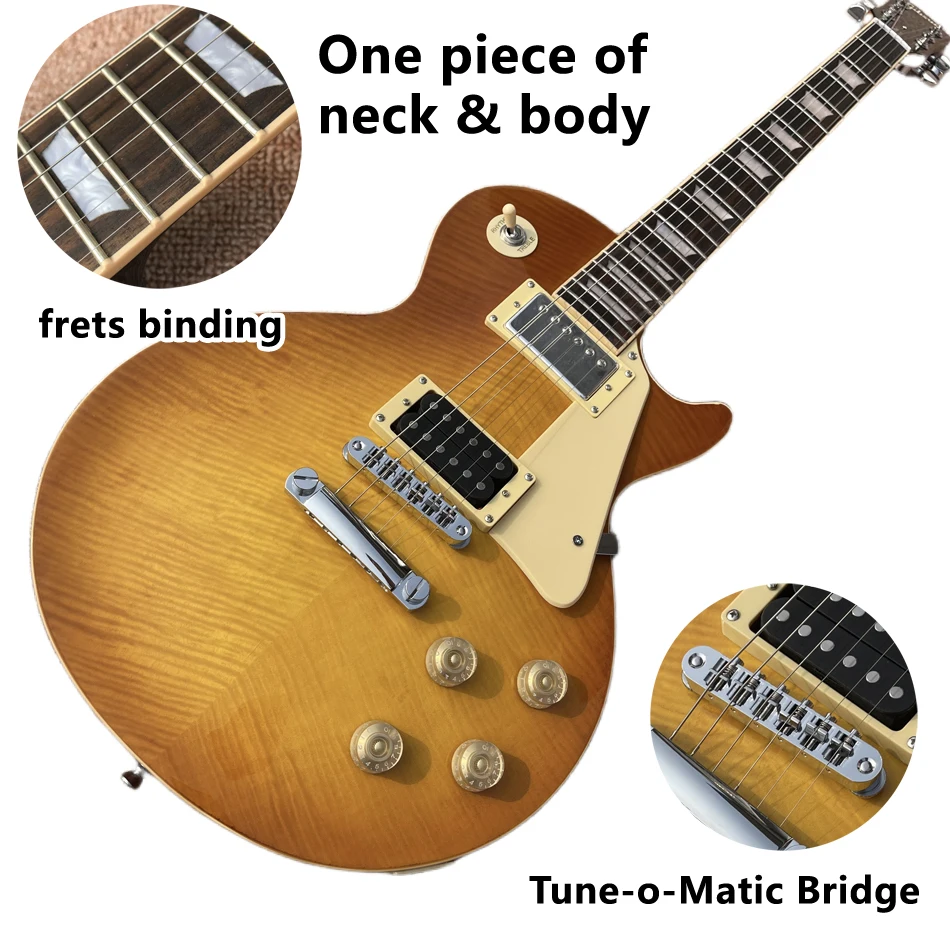 Made in China, LP stander electric guitar, One Piece Of Body & Neck, Fret edge Binding, Tune-o-Matic Bridge Free delivery