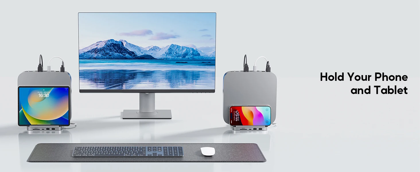 PULWTOP Mac mini Hub M1 M2 mit M.2 SSD-Gehäuse (NICHT für M4 2024), USB-C-Dock mit USB A/C 10 Gbit/s, USB A 2.0, SD/TF, Audio – Detail 5