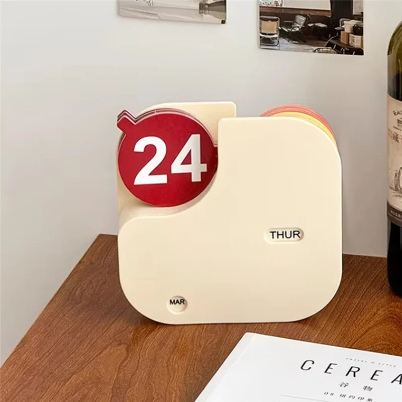 WORTHOWN-Calendario da tavolo minimalista in plastica Calendario a fogli mobili Uso ufficio compatto e portatile