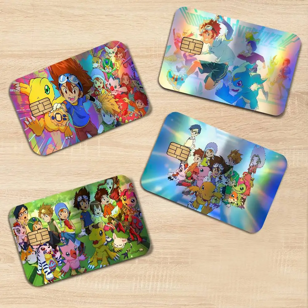 D-Digimon AdventureS Laser Sparkle Bank Card Stickers Universal DIY Craft Decor Accessories