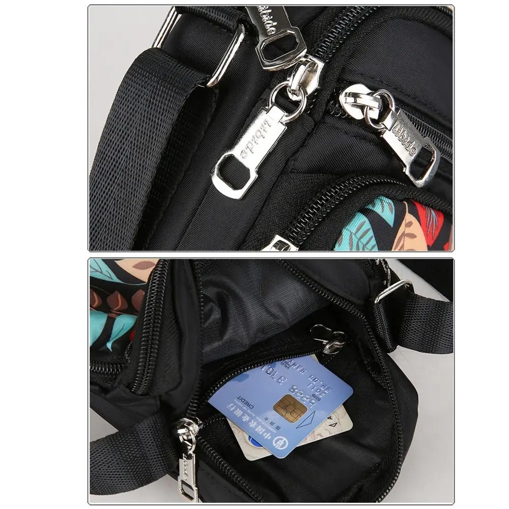 طباعة عادية حقيبة مربعة صغيرة نايلون حزمة صغيرة حقيبة ظهر رياضية متعددة الطبقات الصدر حزم الرجال النساء