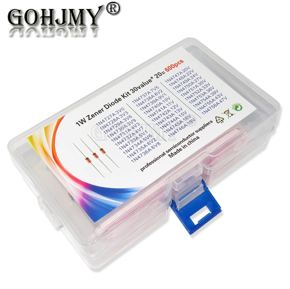 600 stücke 3V-47V Dioden kit 30 Werte * 20 stücke 1W Zener Spannungs regler 39V 30 V 27V 24V 22V 20V