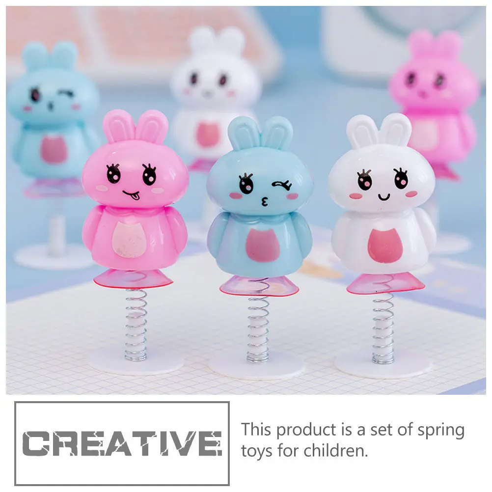 

12Pcs Cute Cartoon Rabbit Spring Bounce Playthings Kids Educational Gifts Hare Playthings Parent Child Interaction Fun
