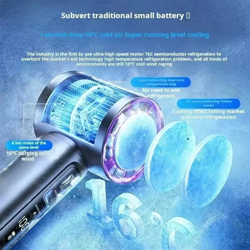Ventilador de resfriamento portátil de 100 velocidades, modo de gelo de 1 segundo e 4000mAh, mini ar condicionado para exterior/viagens/escritório