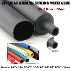 1M 3:1 di Calore Del Tubo Termoretraibile Con Doppia Parete tubo di Colla Tubo di Diametro 1.6/2.4/3.2/4.8/6.4/7.9/9.5/12.7/15.4/19.1/25.4/30/39/50 millimetri