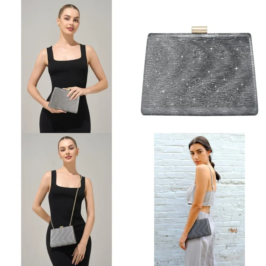 

CHUNLI Clutch Purses for Women, Sparkly Evening Bag with Detachable Chain for Weddings, Proms, Formal and Parties