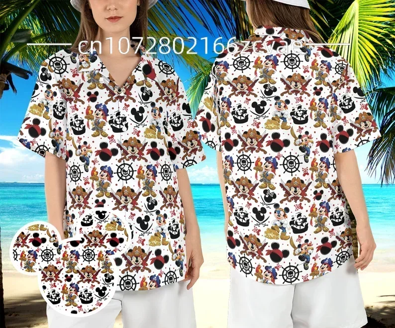 2024 New Classic Mickey Cruise Hawaiian Shirt Steamboat Willie Cruise Hawaii Shirt  Men's and Women's Casual Short sleeved Shirt