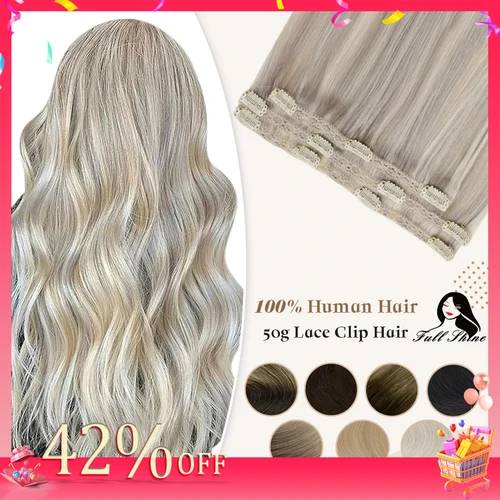 Full Shine 50 gramos Clip en extensiones de cabello Cabello humano Color degradado 3 piezas Clip de cabello humano en extensiones para mujeres