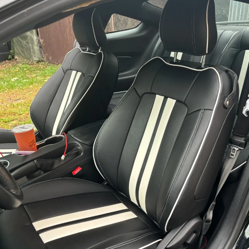Full Set Original Custom Fit for 2015-2024  Mustang Convertible Car Seat Covers Leather Waterproof Vehicle Cushion Cover
