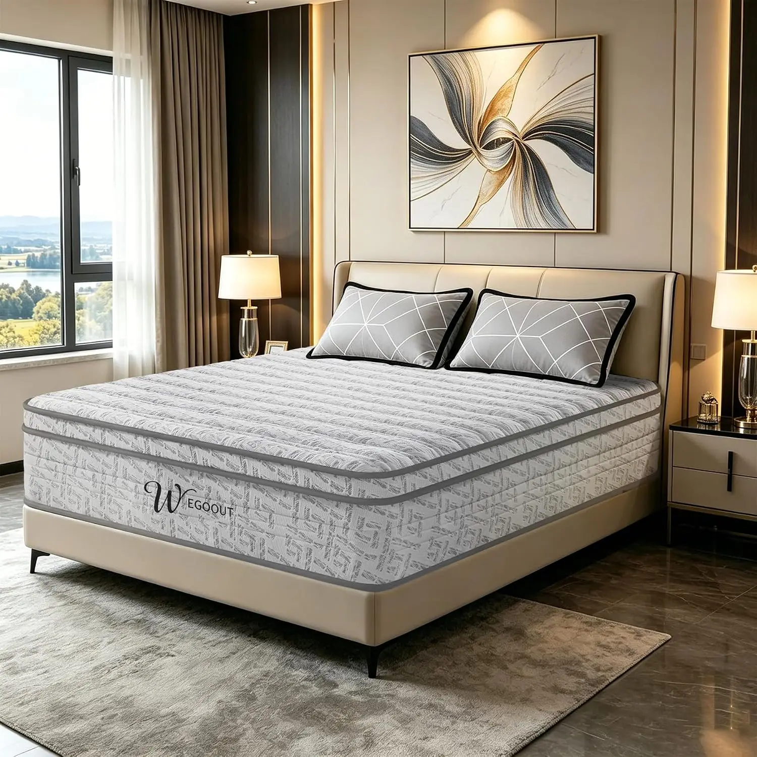 Queen Size Mattress 12 Inch, Medium Firm Queen Mattress [Upgraded] - Hybrid Mattresses in A Box with Gel Memory Foam & Pocket