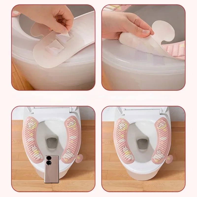 Home Toilet Mat Seat Cushion Paste Type Four Seasons Universal Potty Mat Cartoon Cute Toilet Cover Bathroom   accesorios baño