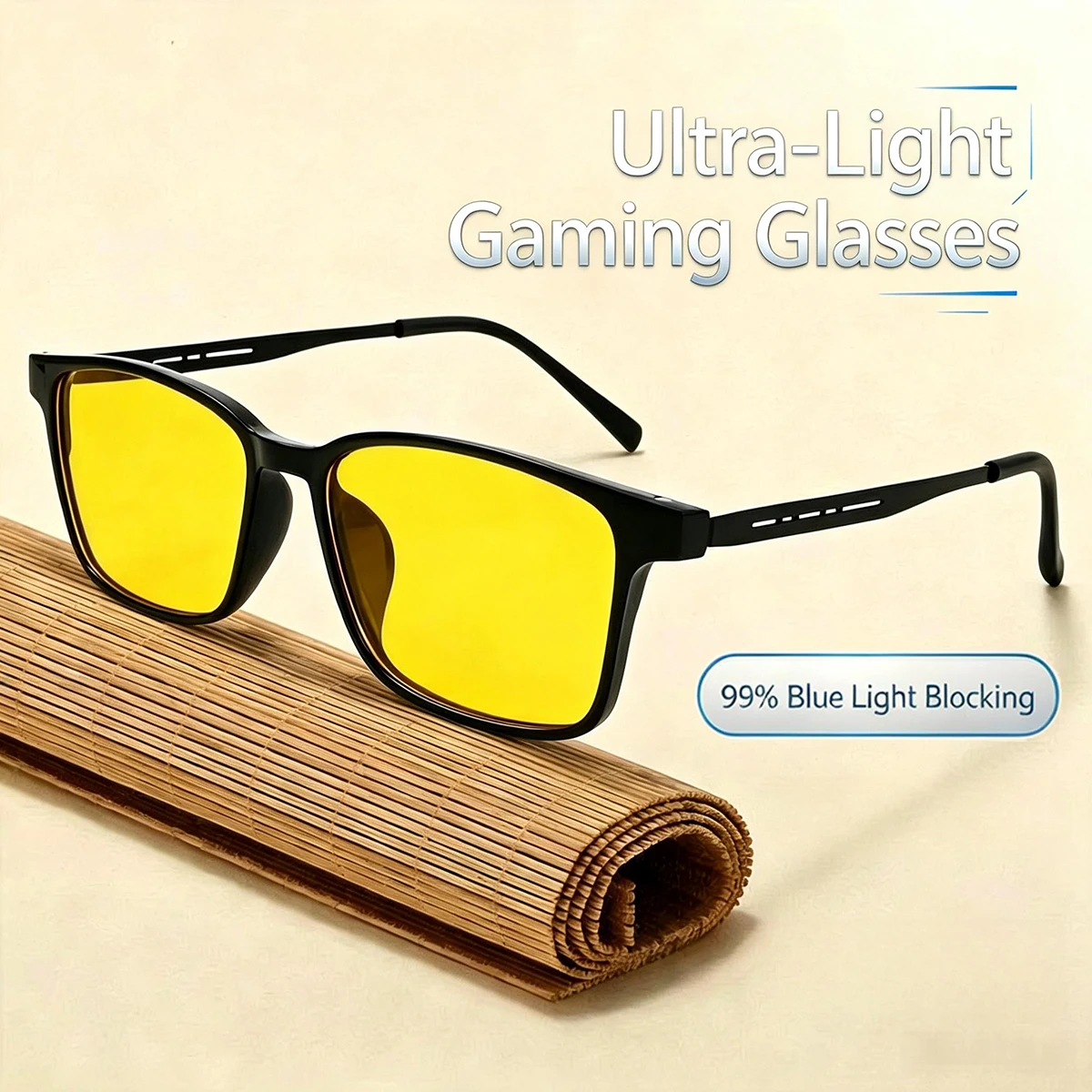 Unisex Yellow Lens Driving Glasses, Gaming Goggles, Anti-Blue Light Screen Glasses for Eye Strain Relief & Better Sleep S69