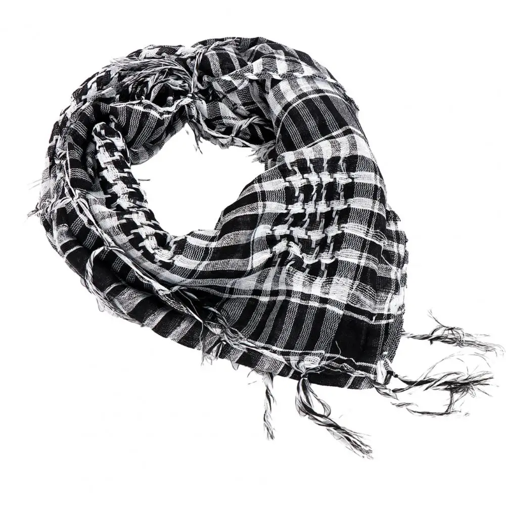 Geometric Print Scarf Windproof Breathable Desert Scarf for Men Women Soft Outdoor Hiking Headshawl with Tassel Unisex for Fall