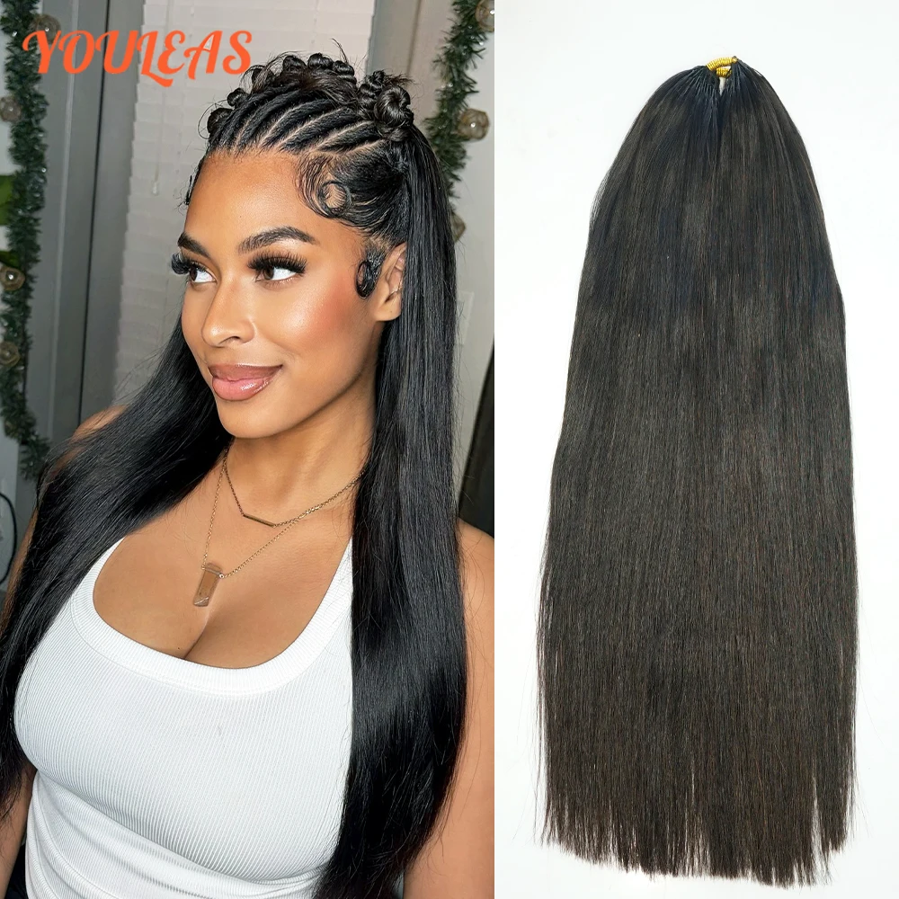 

Натуральные цветные прямые волосы для наращивания методом крючковой вязки, без узлов, предварительно разделенные, для плетения кос, для женщин