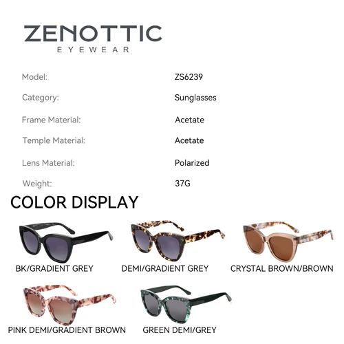 Imagen 2 del producto ZENOTTIC gafas de sol polarizadas con estampado de mariposa a la moda, gafas de sol de acetato hechas a mano para mujer, protección UV400 para conducir