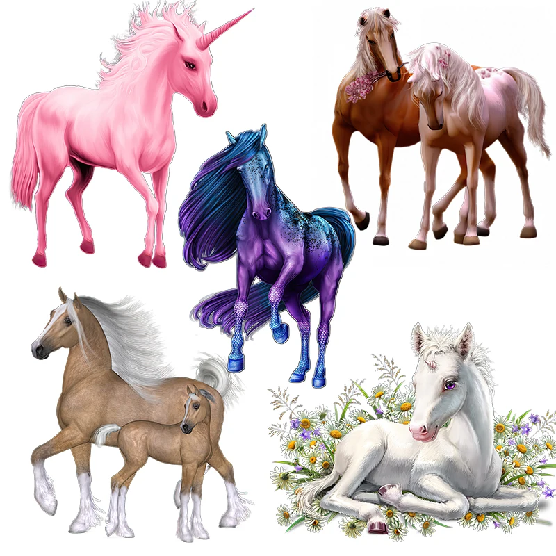 Three Ratels QL19 Elegant watercolor horse Unicorn room art wall sticker
