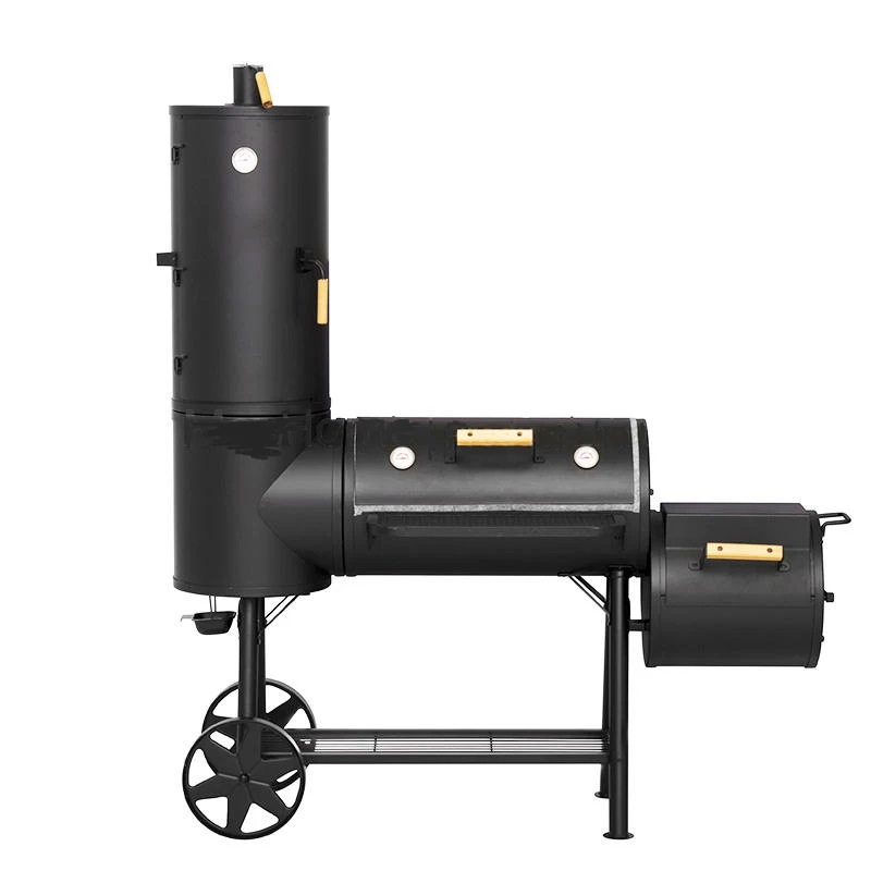 Heavy Duty Vertical Offset Charcoal Grill Grill for Easy Outdoor Use with Tobacco Meat Machine Wheels