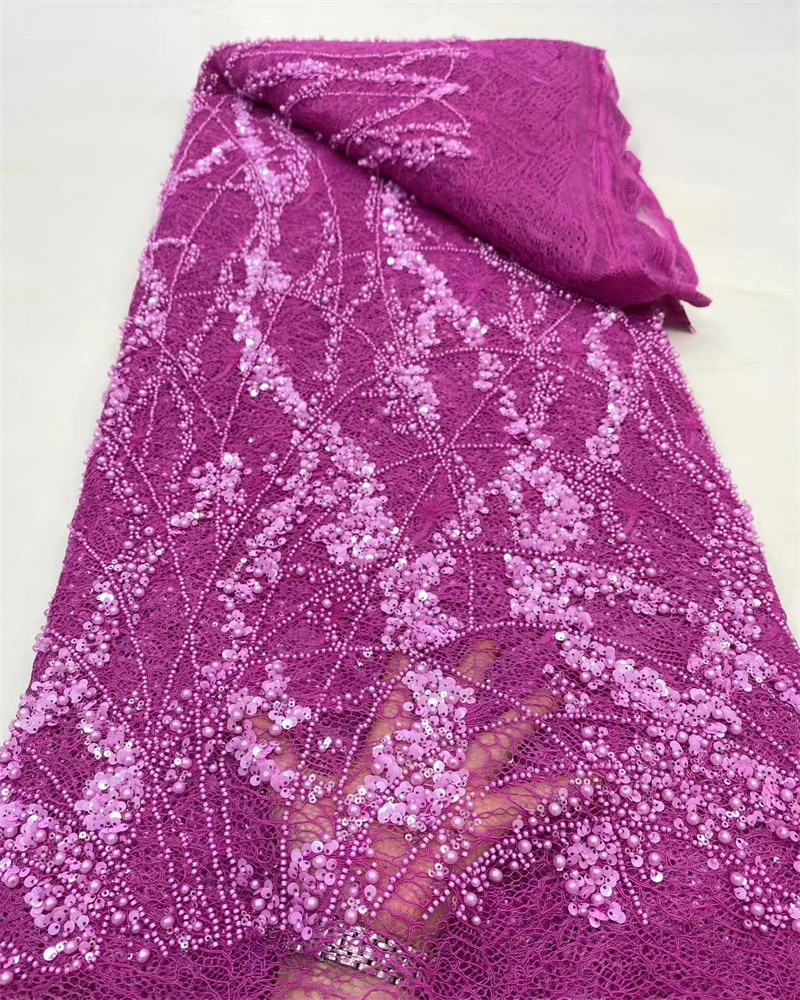 고품질 아프리카 골드 수제 페르시 레이스 Fabirc 2025 봉제 장식 조각 자수 Nigreian 레이스 원단 여성 웨딩 드레스