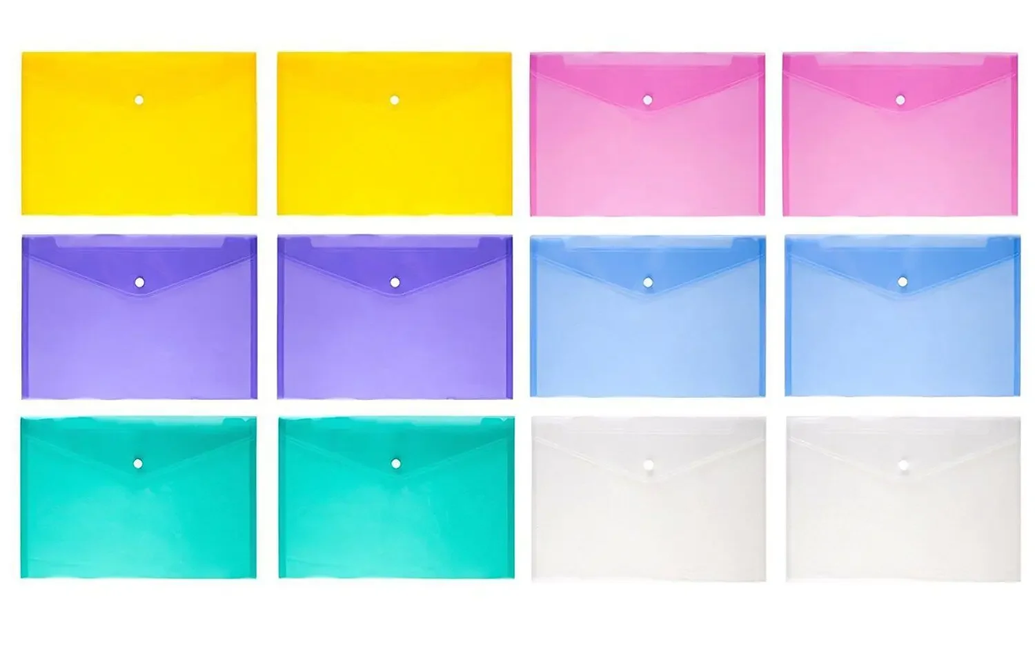 12PCS New arrival A4 Clear Document Bag Paper File Folder Stationery School Office Case PP 6 colors Filing Products