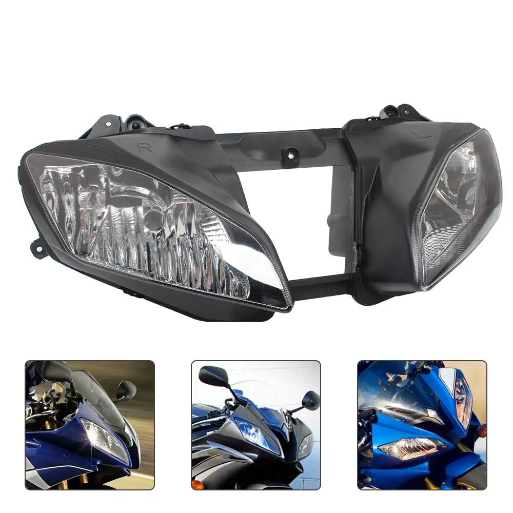 1Pc Headlight Housing Motorcycle Headlamp Cover Fits For Yamaha Yzfr6 Yzf R6 2008-2015 Headlight Assembly Housing Kit Abs Black