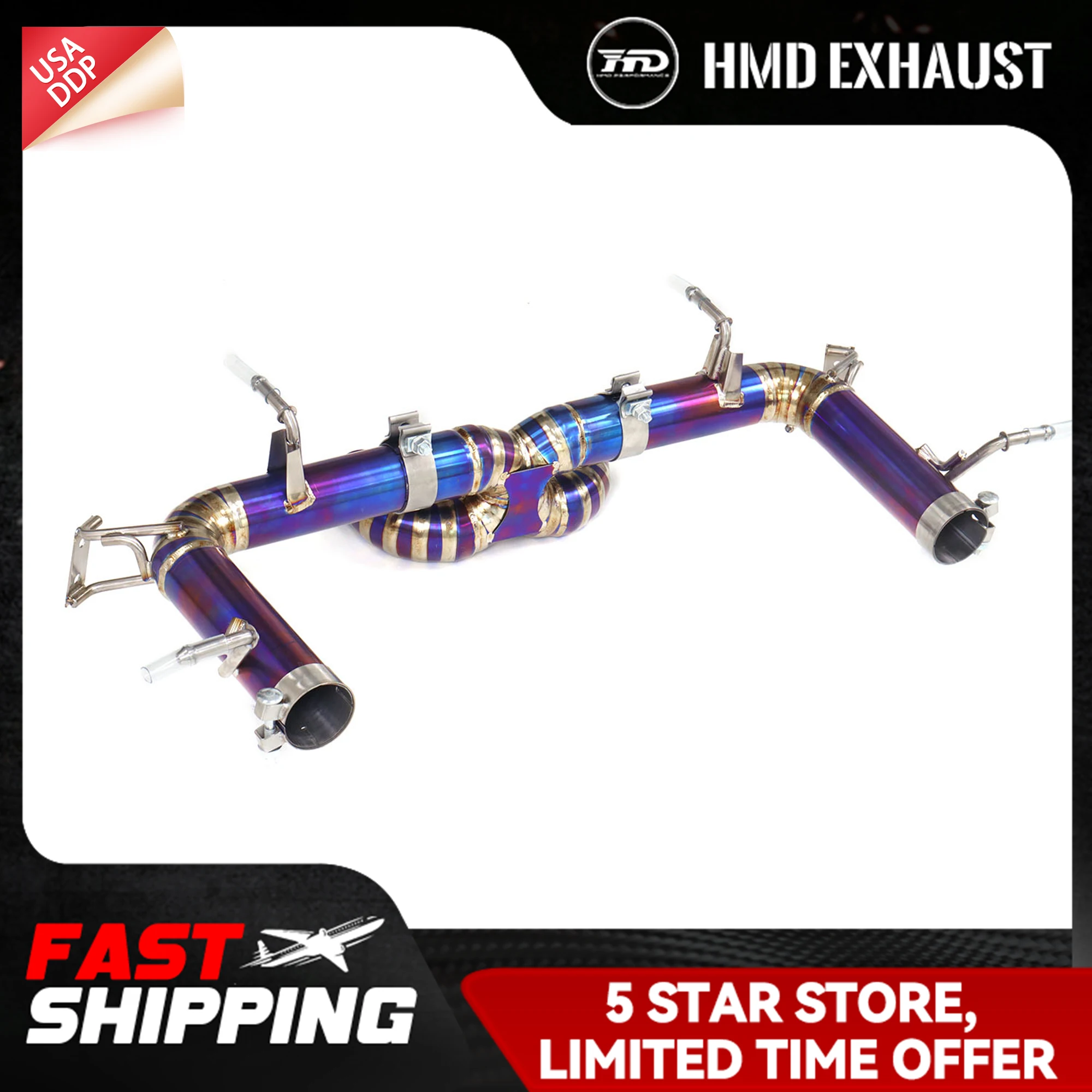 ท่อไอเสีย HMD สำหรับเฟอร์รารี่ 458 Ti แบบไม่มีวาล์ว เชื่อมด้วยมือแบบ TIG ปรับแต่งด้วยตัวเอง ประสิทธิภาพการไหลสูง