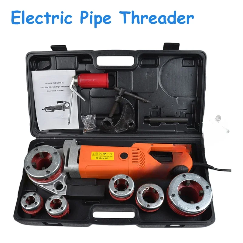 4 die heads Electric Pipe Threader Portable Sleeve Machine 220V Galvanized Pipe Sleeve Machine Electric Threading Tools