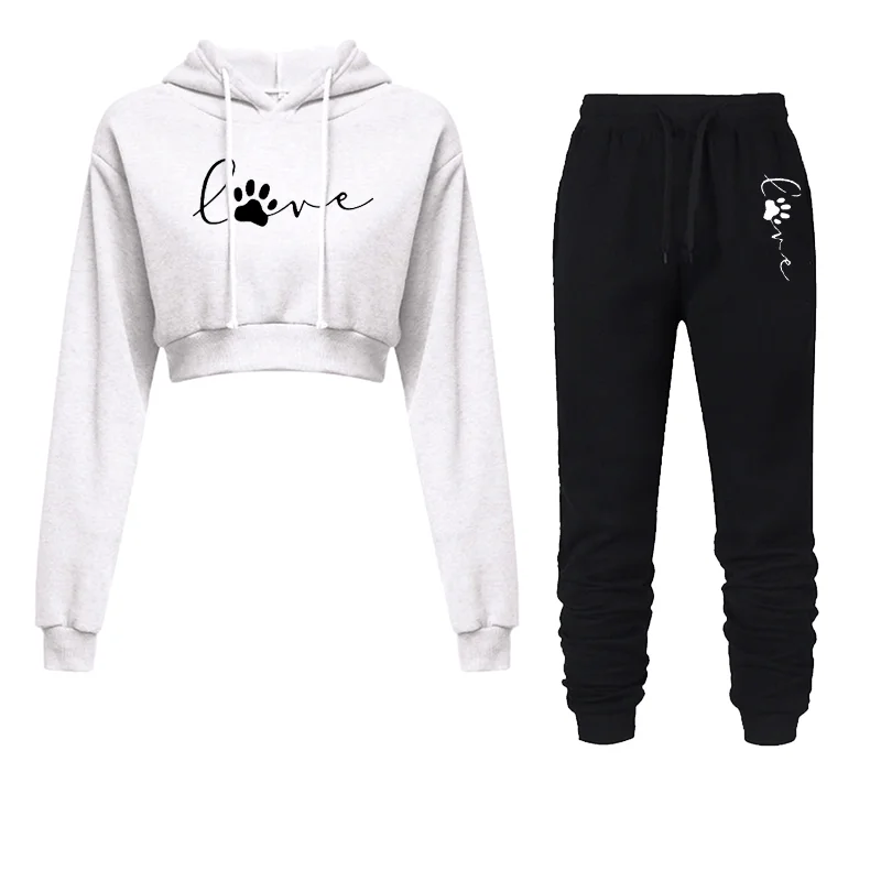 Woman Sweatshirts Two Piece Set Sexy Cropped Hoodies+Pants 2024 Jogging Tracksuit Fashion Sports Casual Pant Sets