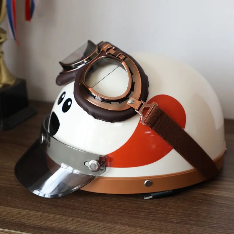 3C Certification Cartoon Dog Helmet Electric Car Half Helmet Winter Men and Women Couple Helmet Cute High Value