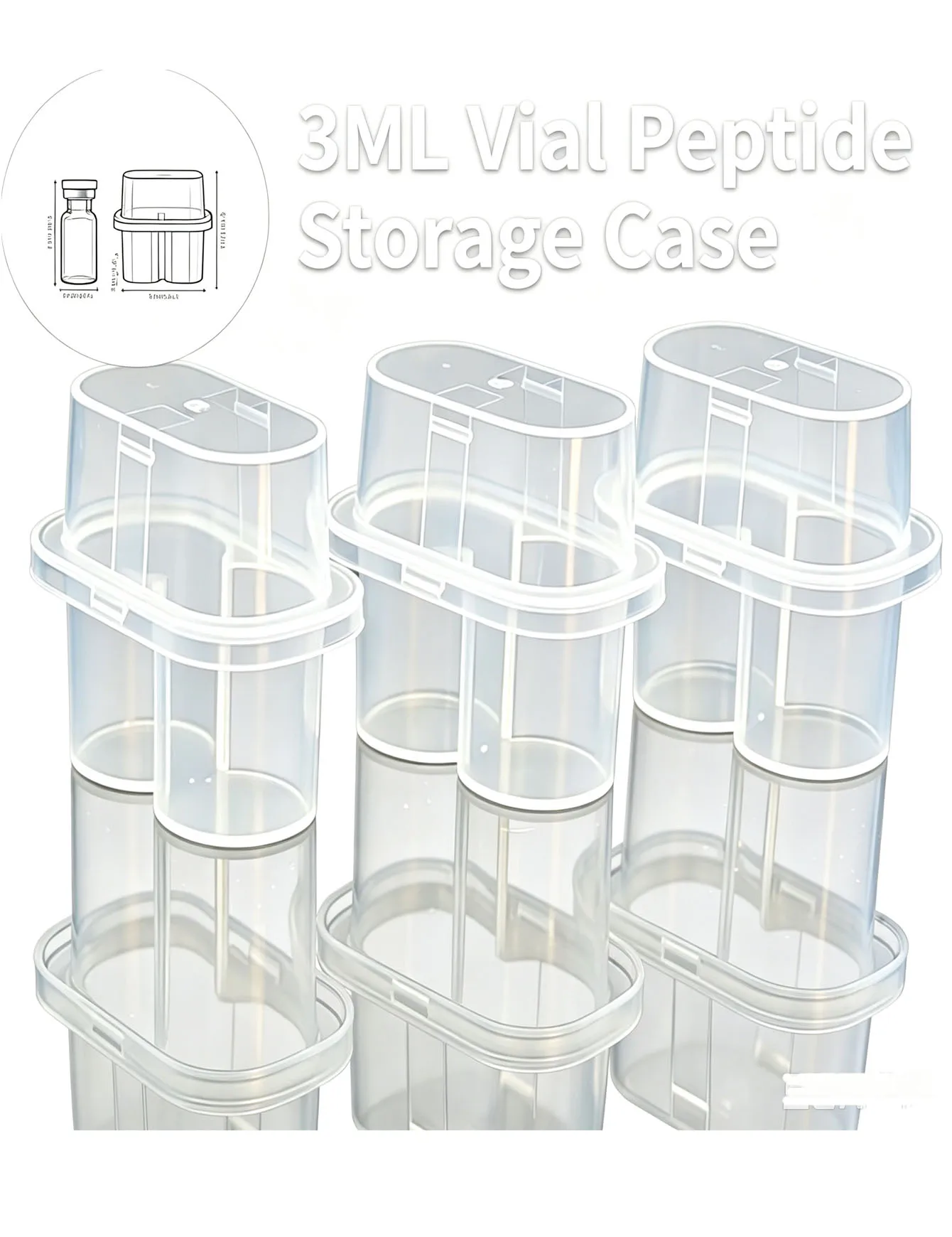 3ML Peptide Box Peptide Storage Box Mini Vial Storage Box 3ml Vial Peptide Container Portable Home Use Vial Peptide Storage Case