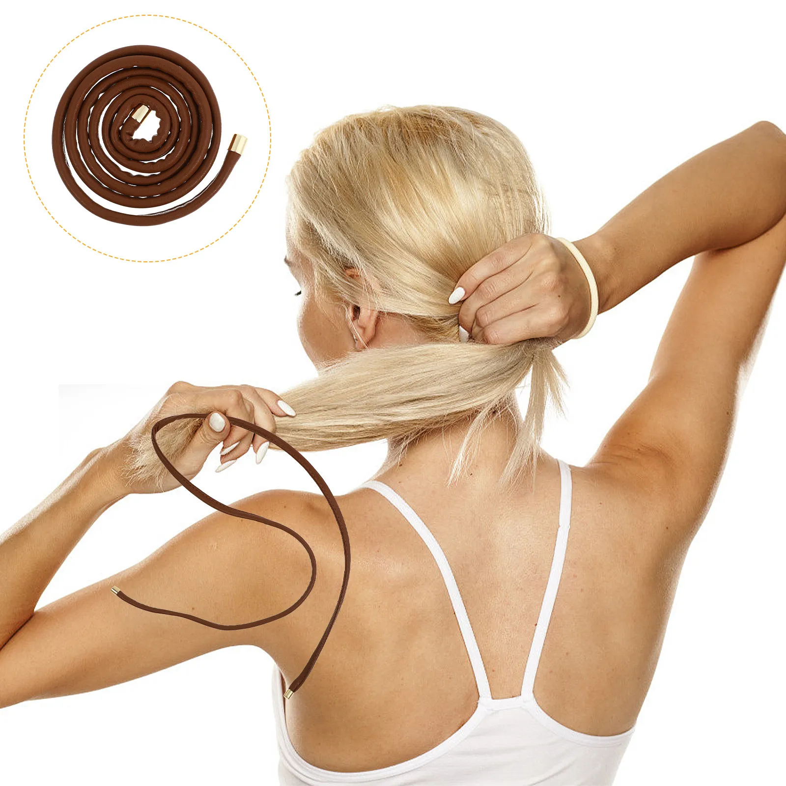 

1Pcs Soft PU Hair Tie Featuring Bendable Aluminum Core Shape Customizable Ponytail Holder for Women Girls Everyday Wear