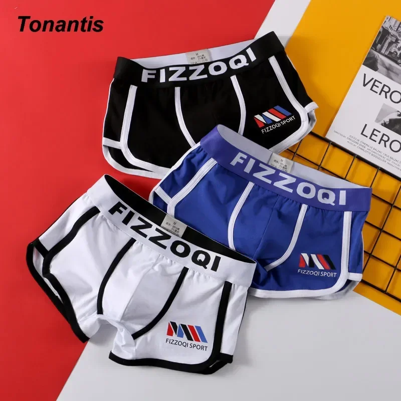 3Pcs/Set Boxer Shorts Mens Fashion Letter Cotton Underwear Young Students Sweat-absorbent Breathable Korean Men\'s Panties XXXL