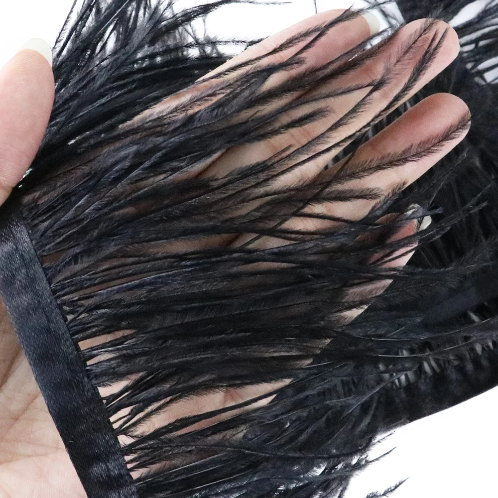 1 Metre Hand-Dyed True Ostrich Feather Trim 6-8cm 8-10cm 10-15cm 15-18cm 18-20cm High Quality Dress Sewing Feather Ribbon Trim