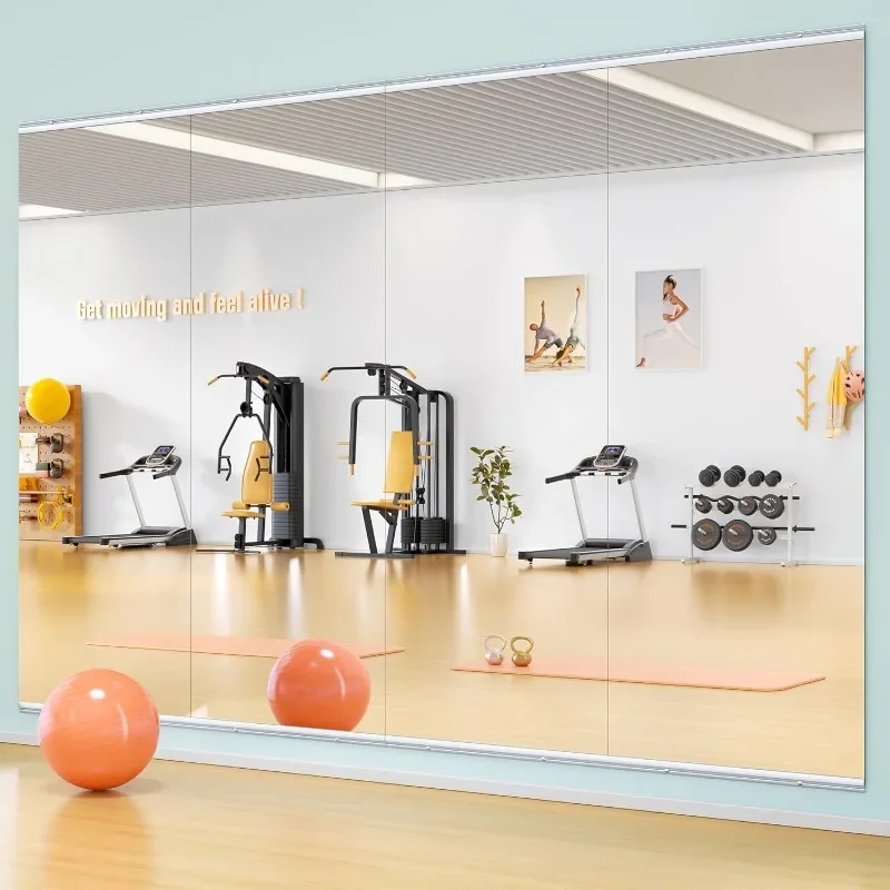 HOME-Home Gym Mirror 71 بوصة × 32 بوصة (كل) - قطعتان مرآة كبيرة لكامل الجسم لليوجا، مرآة حائط كبيرة بطول كامل للياقة البدنية، المرآب، D c
