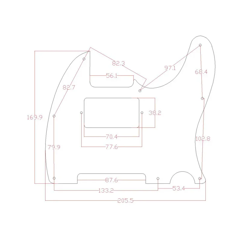 8 Hole 3D Printed Plastic Pick Guard Tele Humbucker Pickguard Scratch Plate with Screws for Telecaster