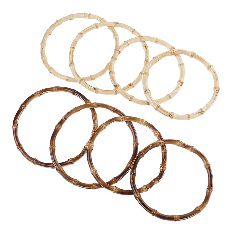 1 Pair 2 Sizes High Quality Round Bamboo Bag Handle For Handbag Handcrafted DIY Bags Accessories Plastic Handle